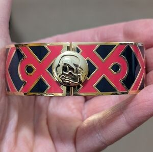Spartina 449 Daufuskie Island Hinged Bangle Gold Red Navy Enamel Mermaid cuff